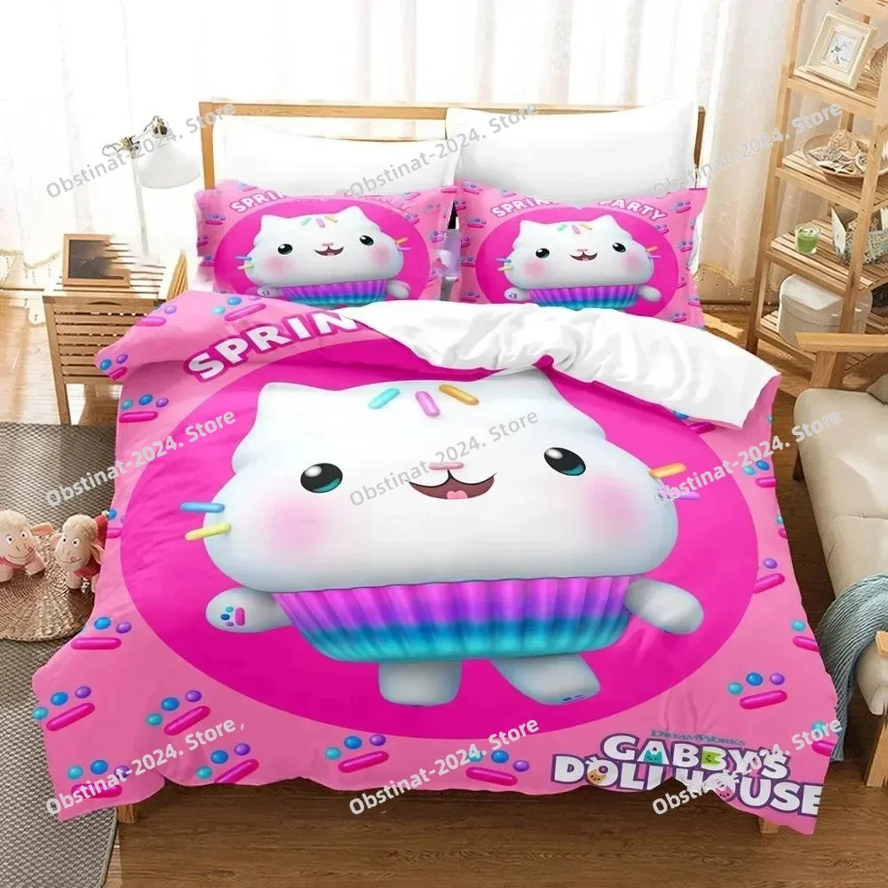 

Gabby Dollhouse 3D Cartoon Bedding Set Printed Bed Set Duvet Cover Sheet Pillowcase Bed Soft Quilt Cover Full Queen King Size