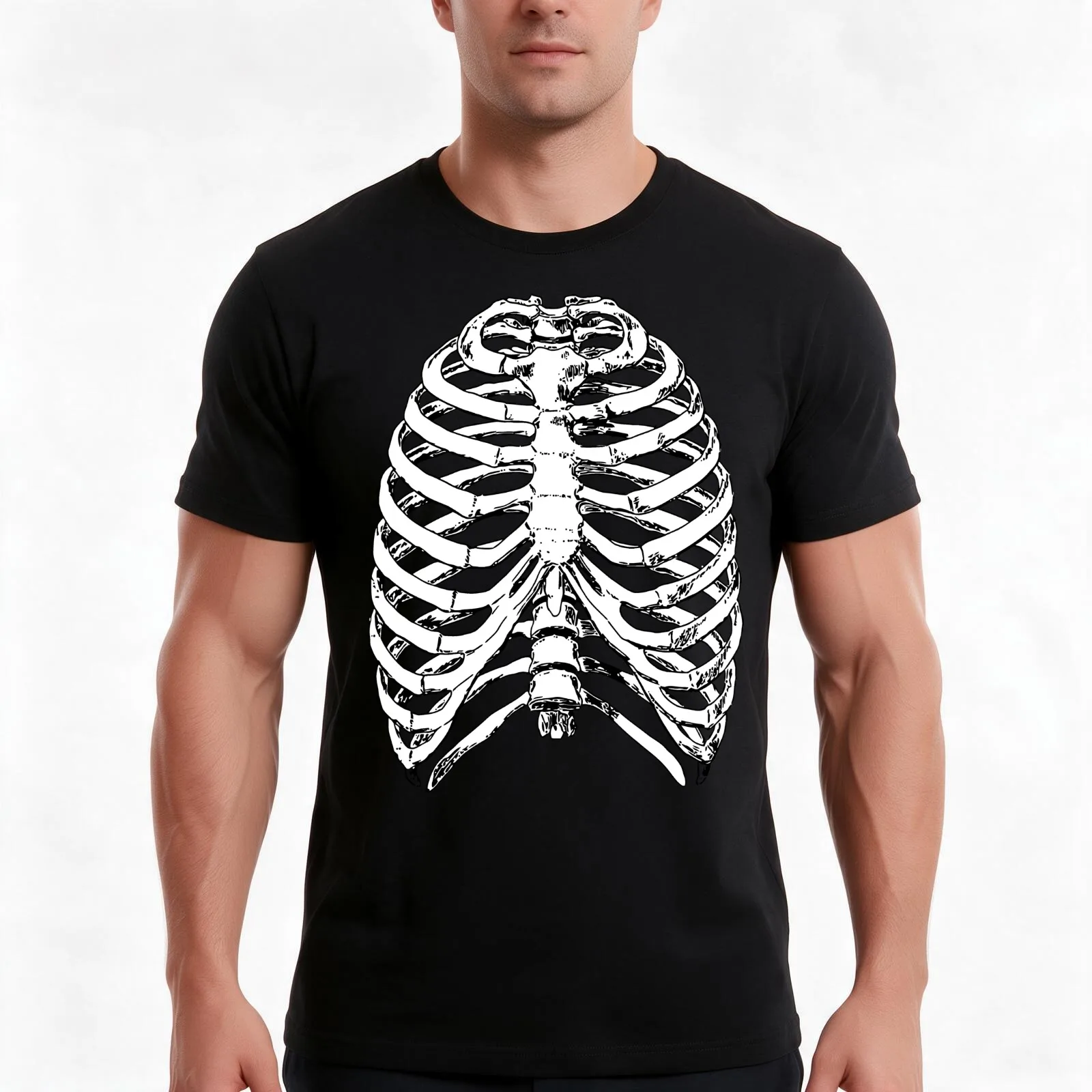 Human Anatomy: Rib Cage T-Shirt, Summer Casual Cotton Tee, Oversized Streetwear Tops, Vintage Graphic Print, Unisex Men Women