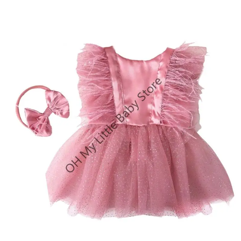 

M76C Baby Girls Princess Photo Props Установите юбку из тюля ручной работы с повязкой на головку Bowknot для новорожденных 0-3