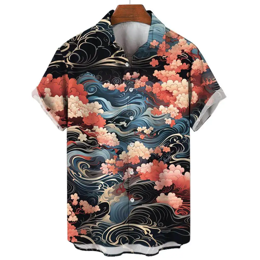 Shanhaijing Print Shirts for Children Boy Short Sleeve Casual Daily Summer Fashion Girl Clothes Tops Hawaiian Children's Blouse