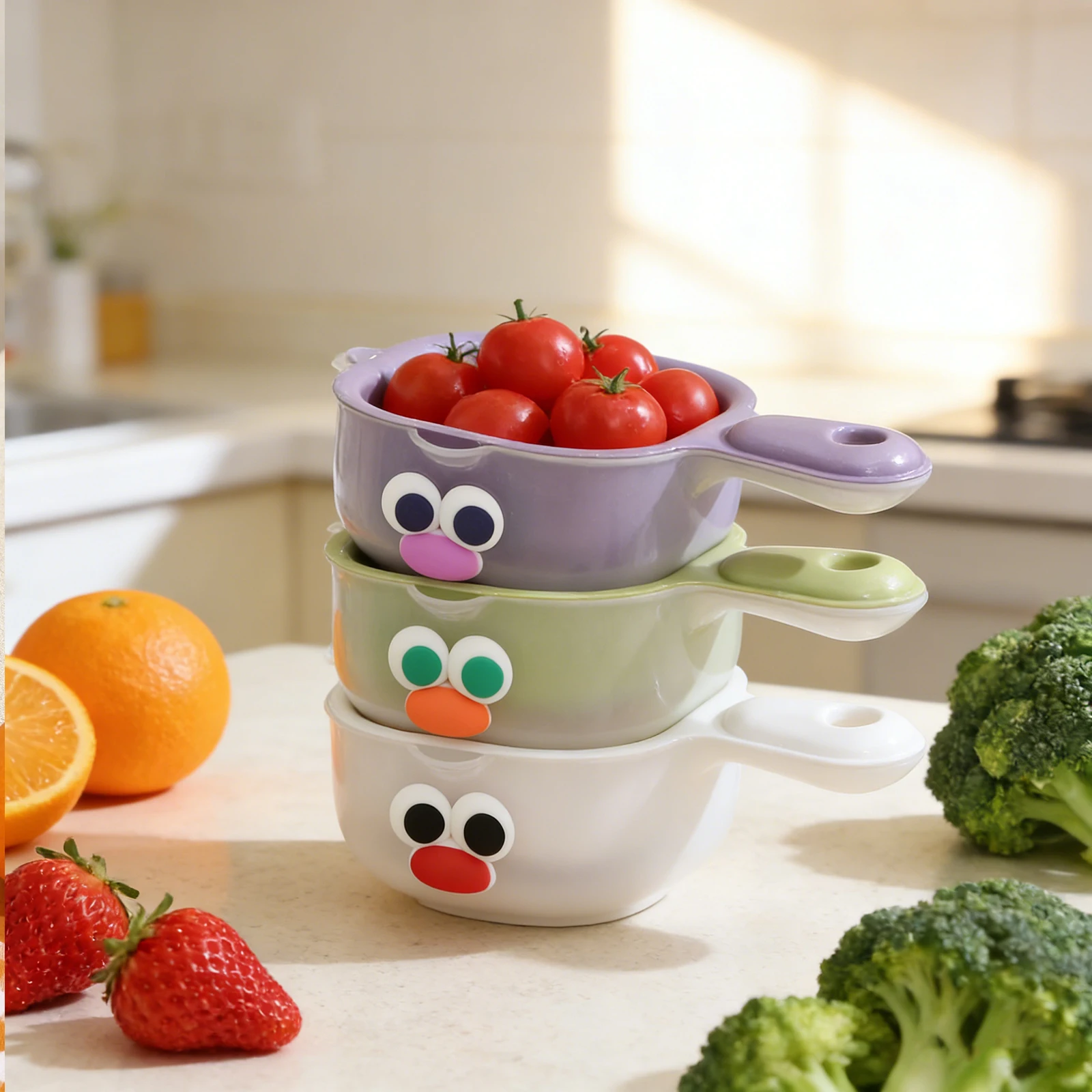 

3 Sets Fruit Wash Bowls Fruit Washing Bowl Fruit Wash Basket Fruit Drainer Cleaning Basket Kitchen Fruit Washing Drain Basket