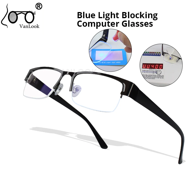 Men's Computer Glasses Anti Blue Light Spectacles for Men Half Frames Clear Lens Armacao de Oculos UV400