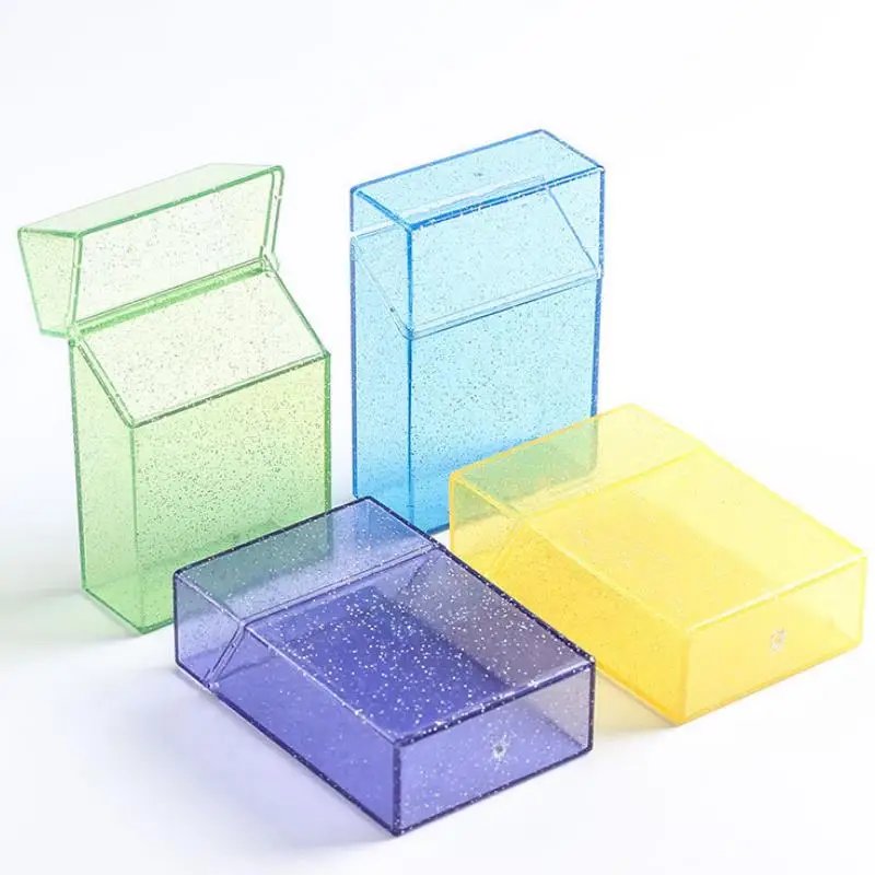 1pc Plastic Clear Thick Cigarette Case Shining Cigarettes Box Portable Cigarette Holder Container for Smoker