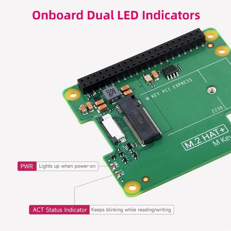 Hot Salepcie To M.2 HAT+For Raspberry Pi 5 Gen2 Gen3 M.2 NVME SSD 2230/2242 M Key PCIE GPIO Expansion Board For RPI5 Kit