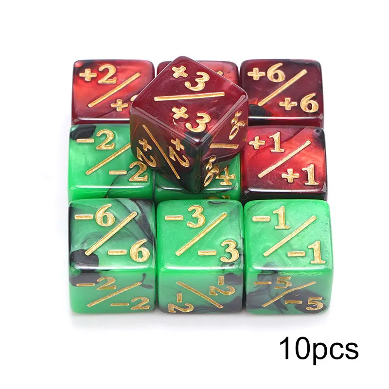 10 قطعة 16 مللي متر 6 عدادات النرد الجانبية + 1/-1 النرد لعبة أطفال العد النرد ل MTG بطاقة التجمع رمز الألعاب والنرد الولاء #6