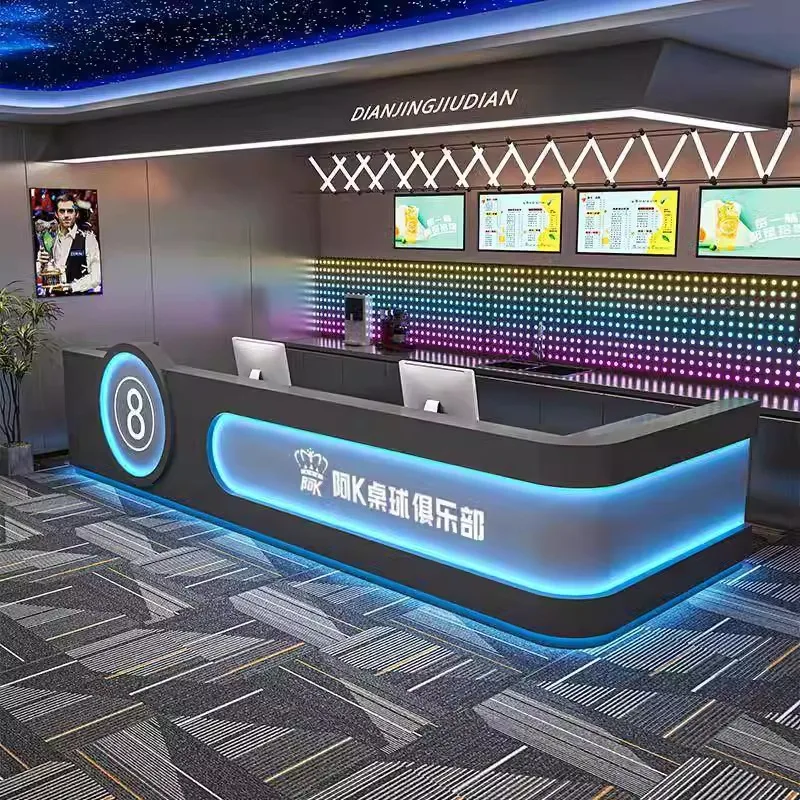 

Industrial style billiards hall checkout page Internet cafe checkout page Foot bath KTV gym front desk bar reception counter