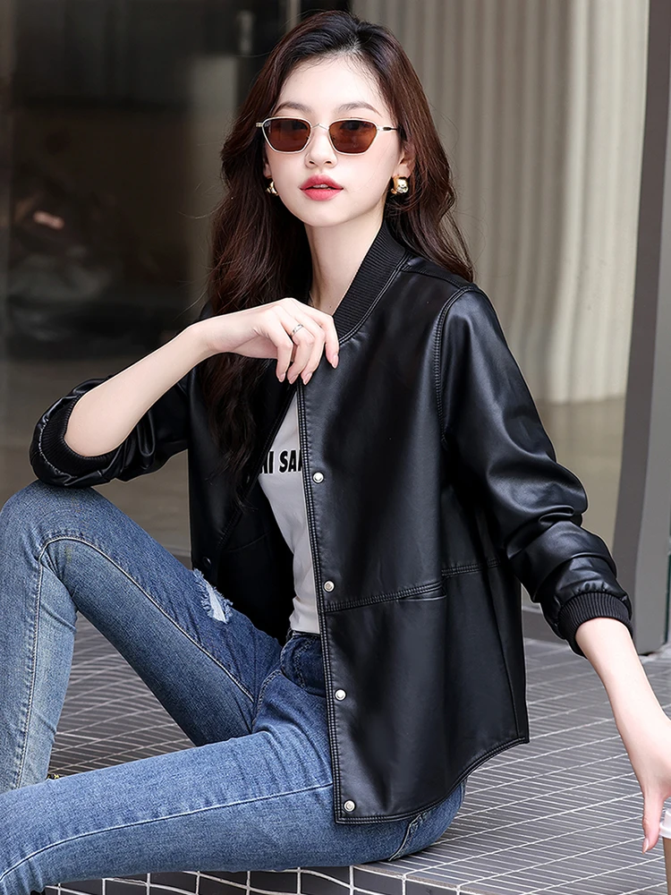 

Ning Genuine Leather Jacket Women's Short Style 2026 Spring Autumn New Korean Version Loose Slimming Casual Sheepskin Coat