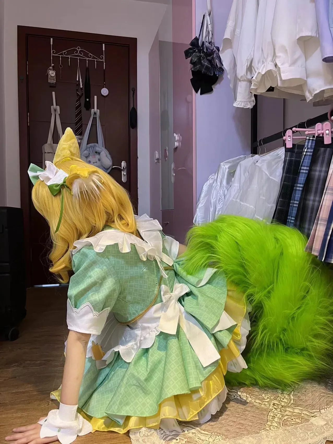 Veera Tail Maid Cafe Matcha Sweetheart Honor of Kings  Halloween Christmas Fancy Party Costumes Accessories