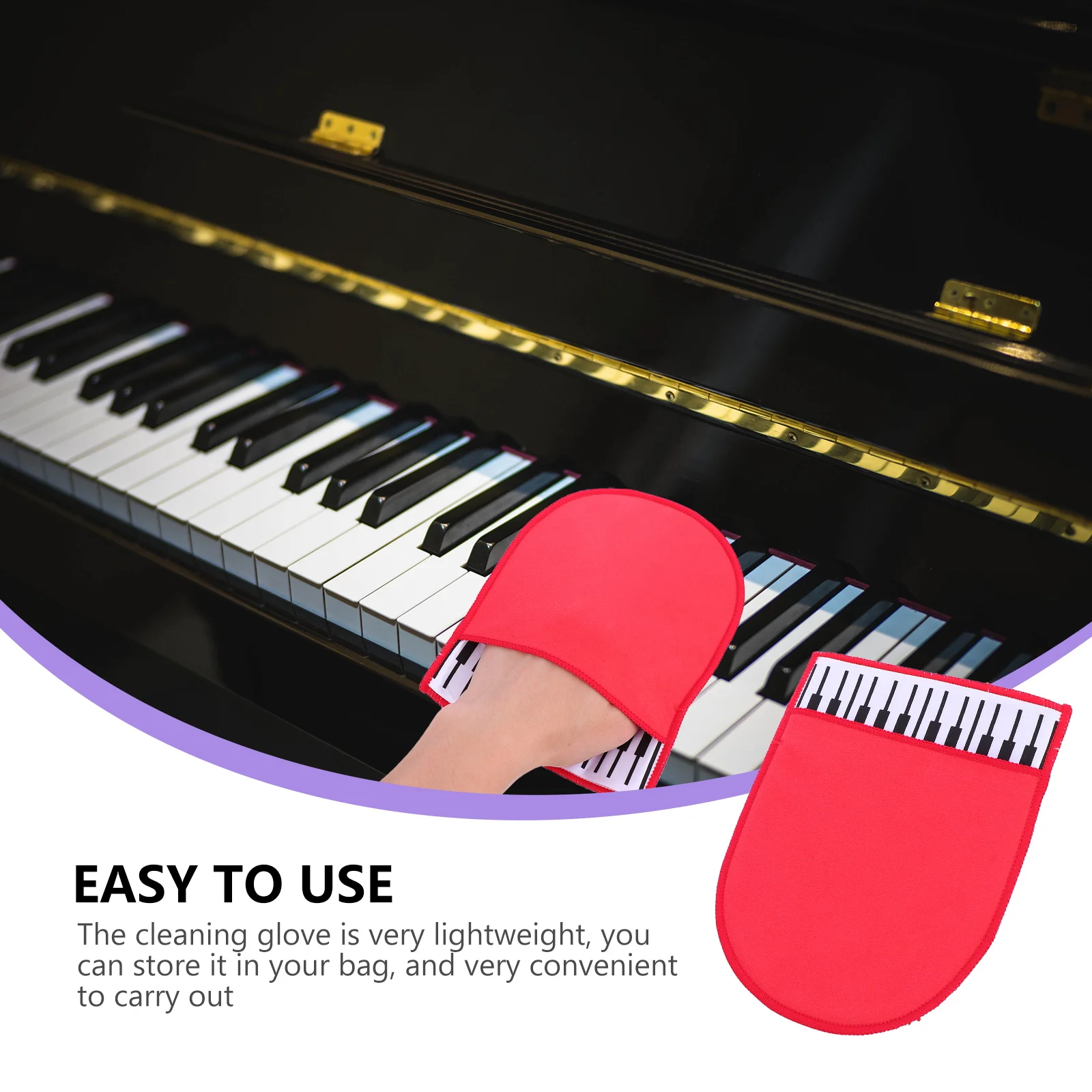 

Premium Microfiber Piano Cleaning Glove Red Stylish Design Lightweight For Musical Instruments Easy Carry Cloth Gloves Piano