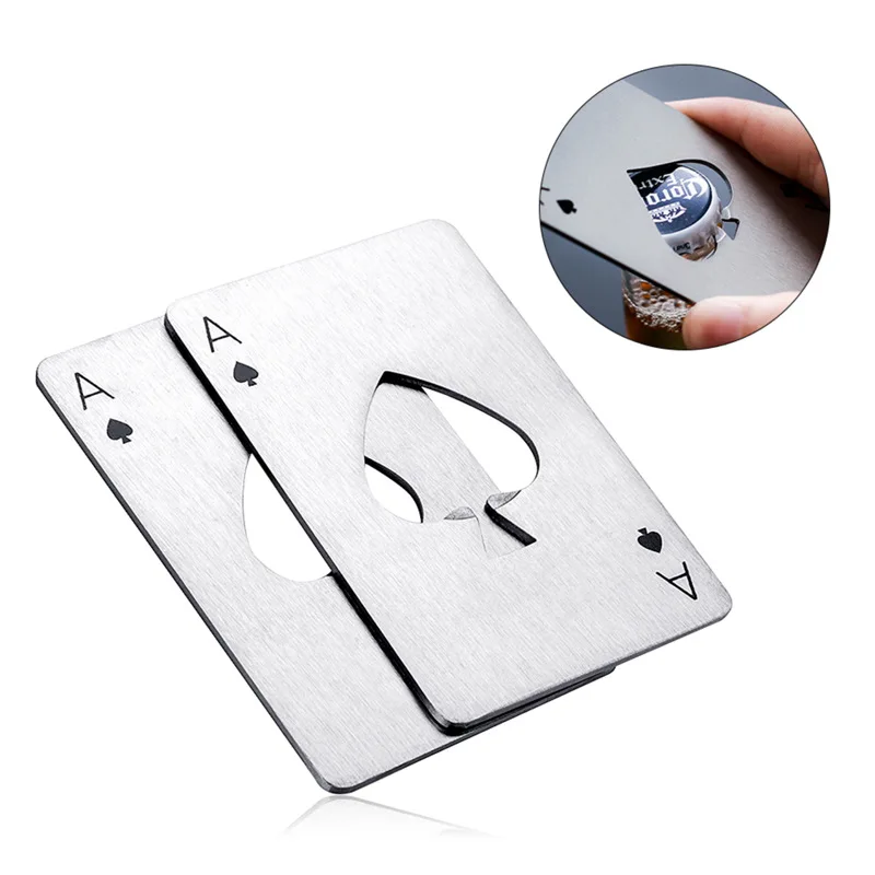 1Pcs Portable Stainless Steel Funny Entertainment Board Game Fun Poker Card Gift Durable Poker Bottle Opener