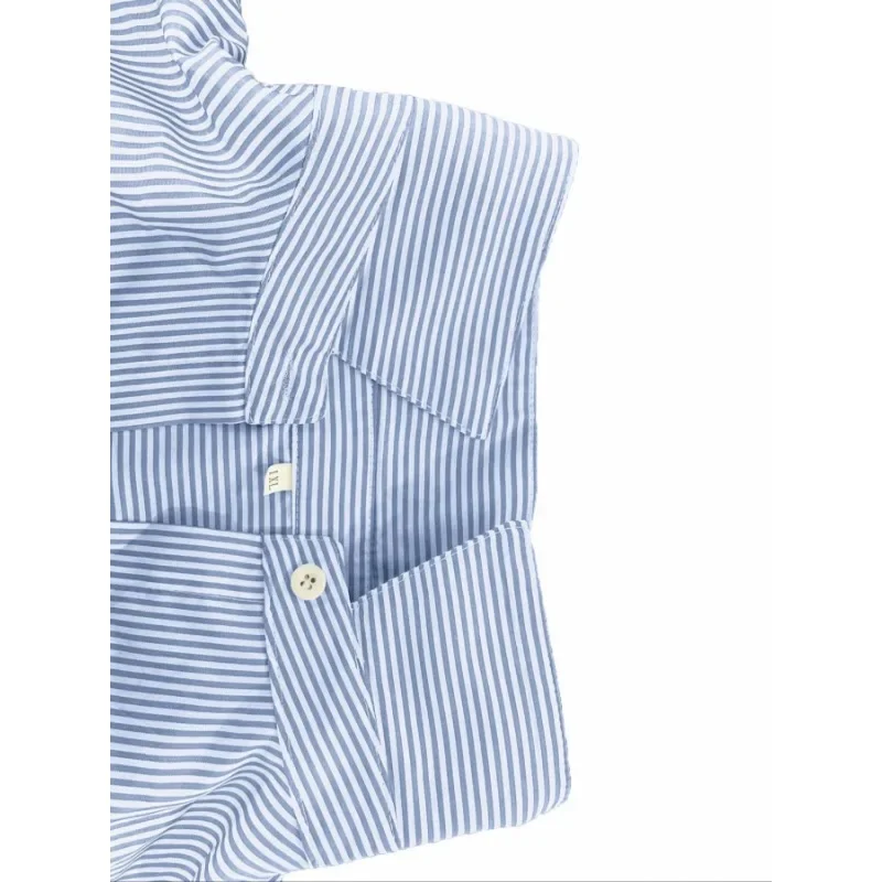 Camisa estampada a rayas para mujer, camisa informal cómoda y versátil con bolsillo y lazo, talla grande 1XL-5XL