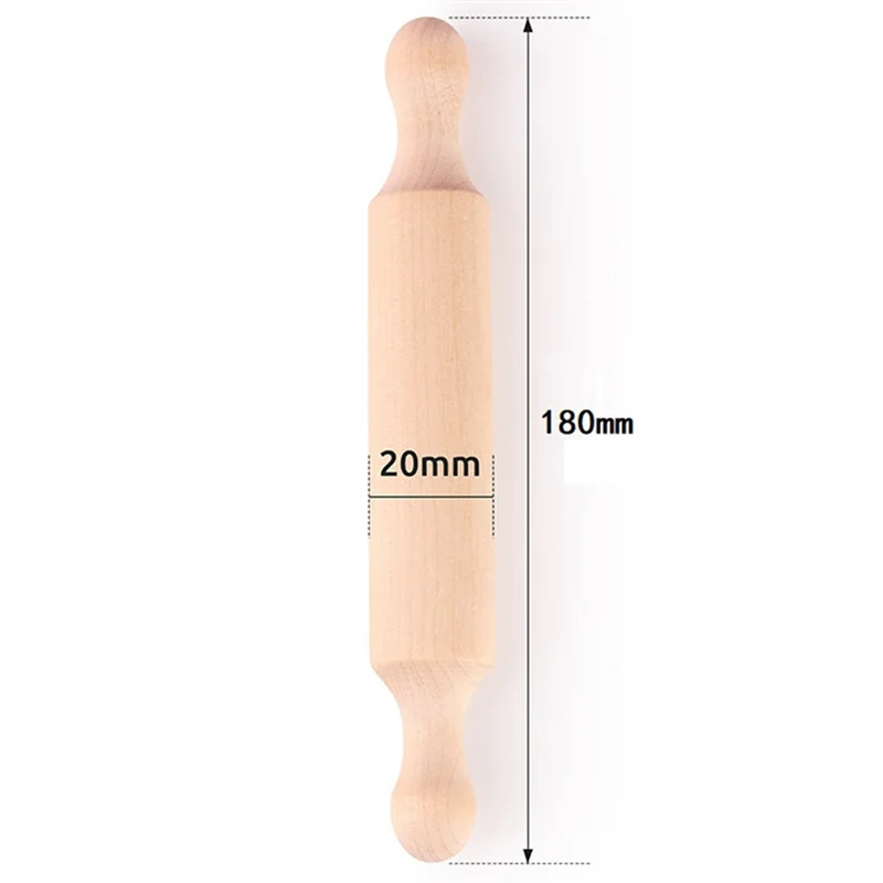 7In Wooden Mini Rolling Pin Long Kitchen Baking Small Dough Rolling Pin for Children Fondant Pastry Pizza Crafting 10Pcs