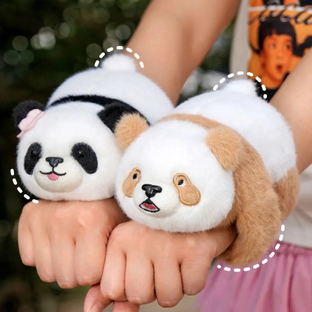 Cute Doll Panda Plush Wrist Band Simulation Wrist Style Slap Bracelet Series Self-Rolling Funny Plush Doll Slap Bracelet