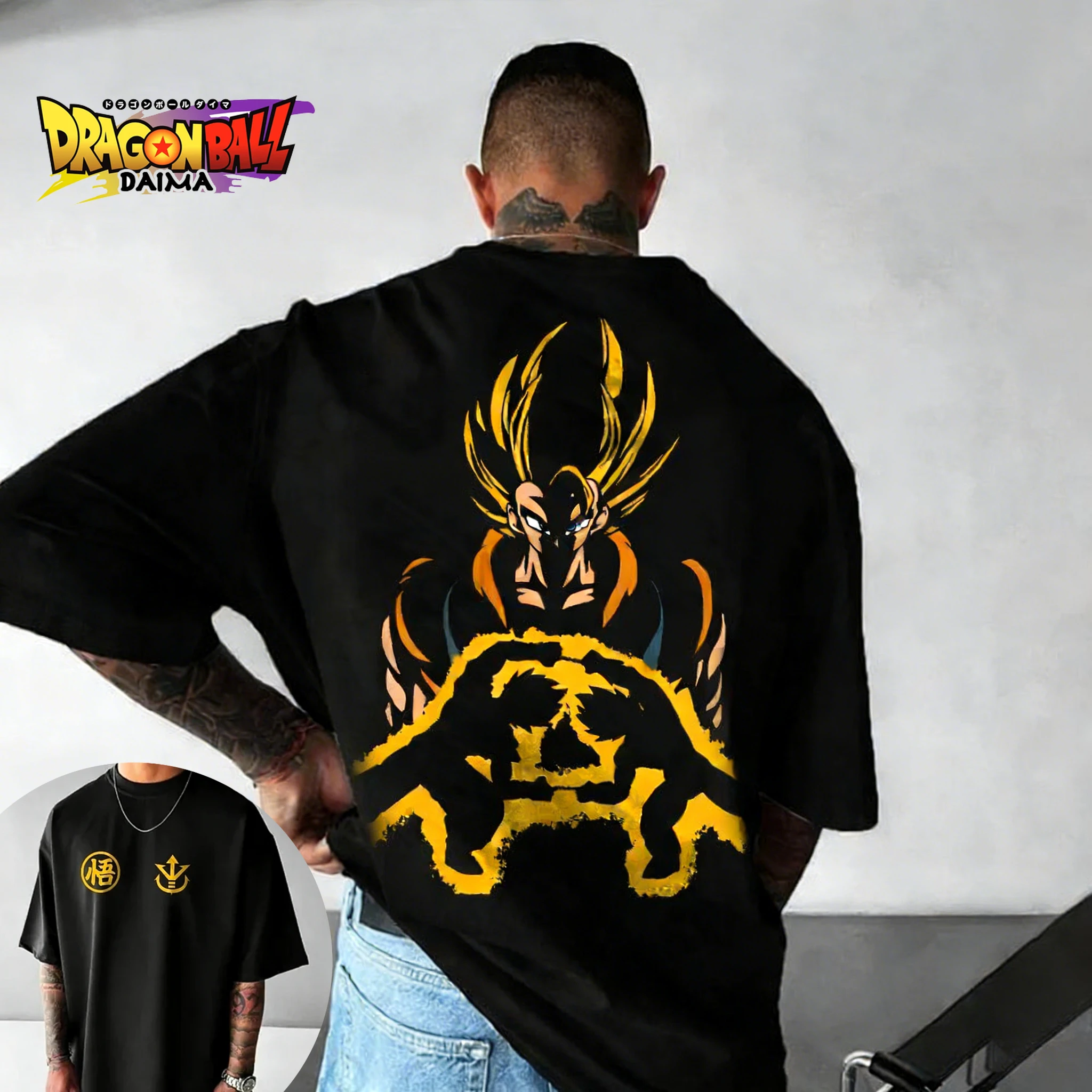 

Dragon Ball Super Saiyan Wukong Battle Printing Short Sleeve Summer New Men's T-Shirt Japanese Anime Style Men's Women's Pass