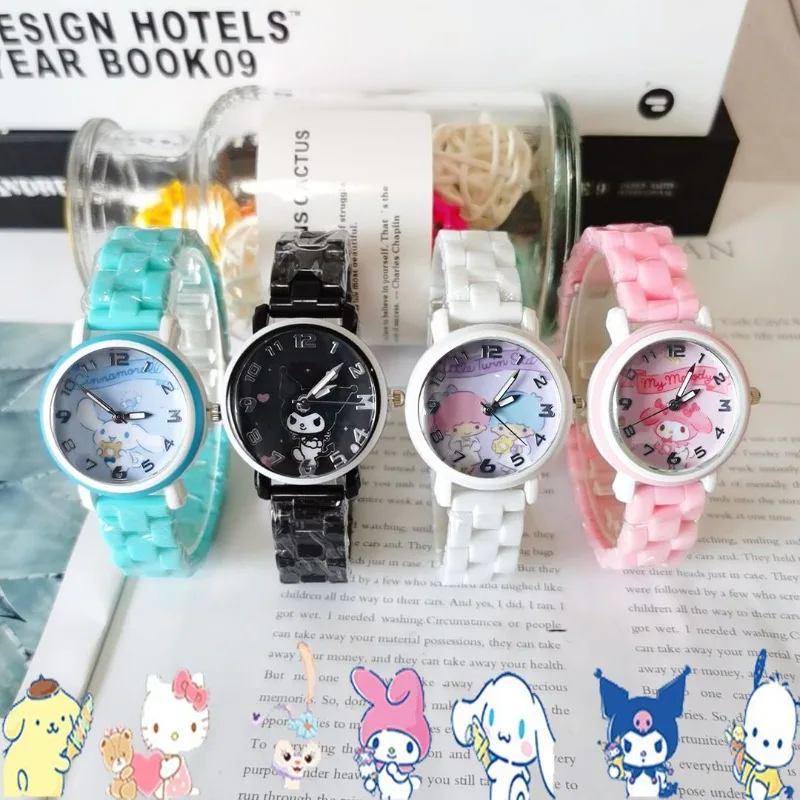 

Kawaii Hello Kitty Sanrio Watch Little Twin Star Cinnamoroll My Melody Kuromi Xo Pom Pom Purin Wrist Watch Hand Decoration Toy