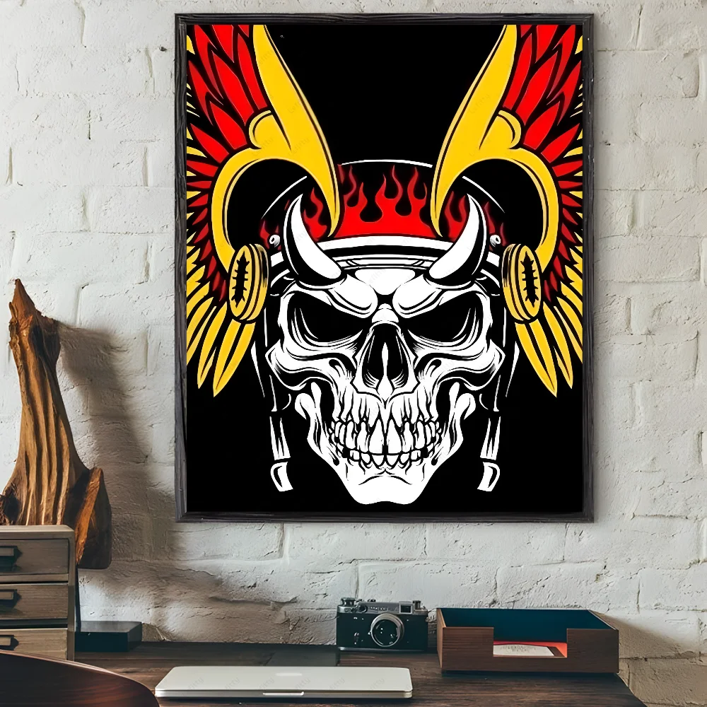 Hells Angels Moto Poster Sticky Wall Art Printing Waterproof Home Living Bed Room Bar Hallway Aesthetic Decor