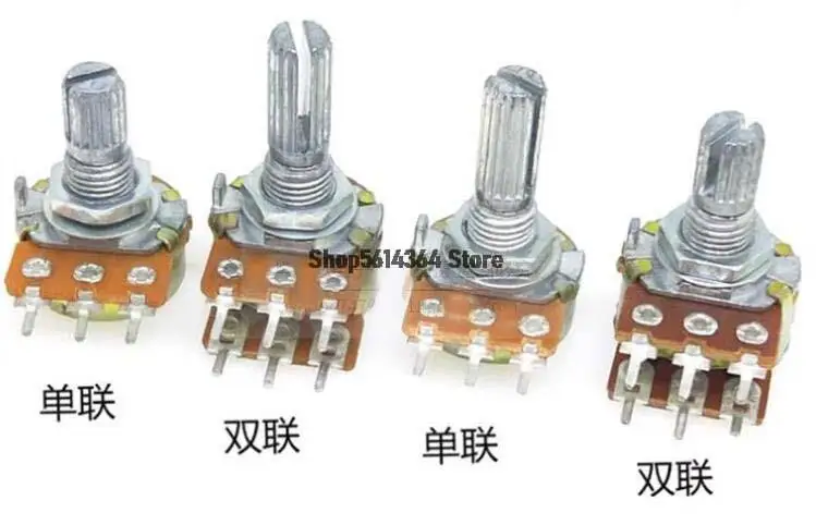 10PCS 5 - 500K Ohm Linear Taper Rotary Potentiometer Panel Pot 6Pins/12pins 15mm 20mm Shaft Length