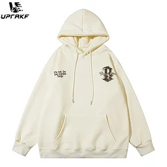 

UPRAKF Graffiti Hoodies Streetwear Oversized Autumn Long Sleeves Clothing Loose Pullover Hip Hop Front Pocket