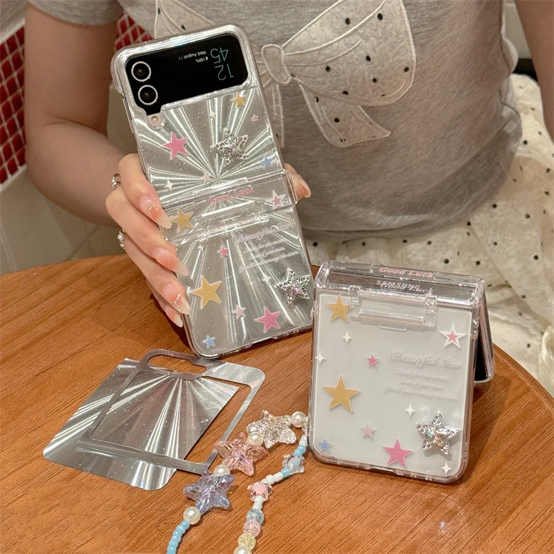 Прозрачный противоударный чехол-книжка для Samsung Galaxy Z Flip 3 4 5 Z Flip5 ZFlip5