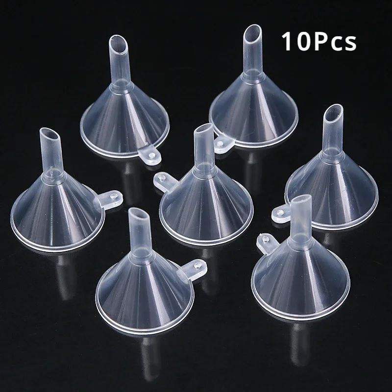 10PCS Mini Plastic Funnels Small Mouth Liquid Oil Funnels School Experimental Supplies Laboratory Refillable Bottles Accessories