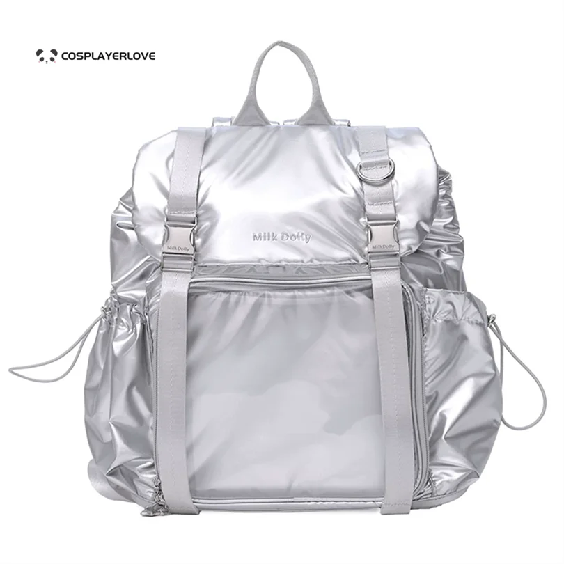 2026 Lolita Uniform daily itabag Women Square Leather Exterior PVC Transparent Backpack Ladies Large Capacity Handbag