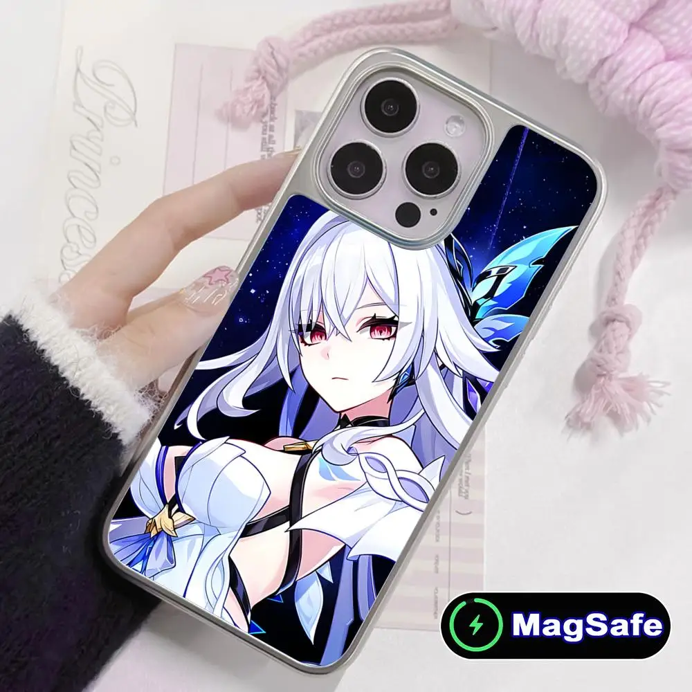 Game GI Skirk Silver Plating Magsafe Mobile Phone Case for iPhone 17 16 15 14 13 12 11 Air Pro Max Plus Colorful Cover