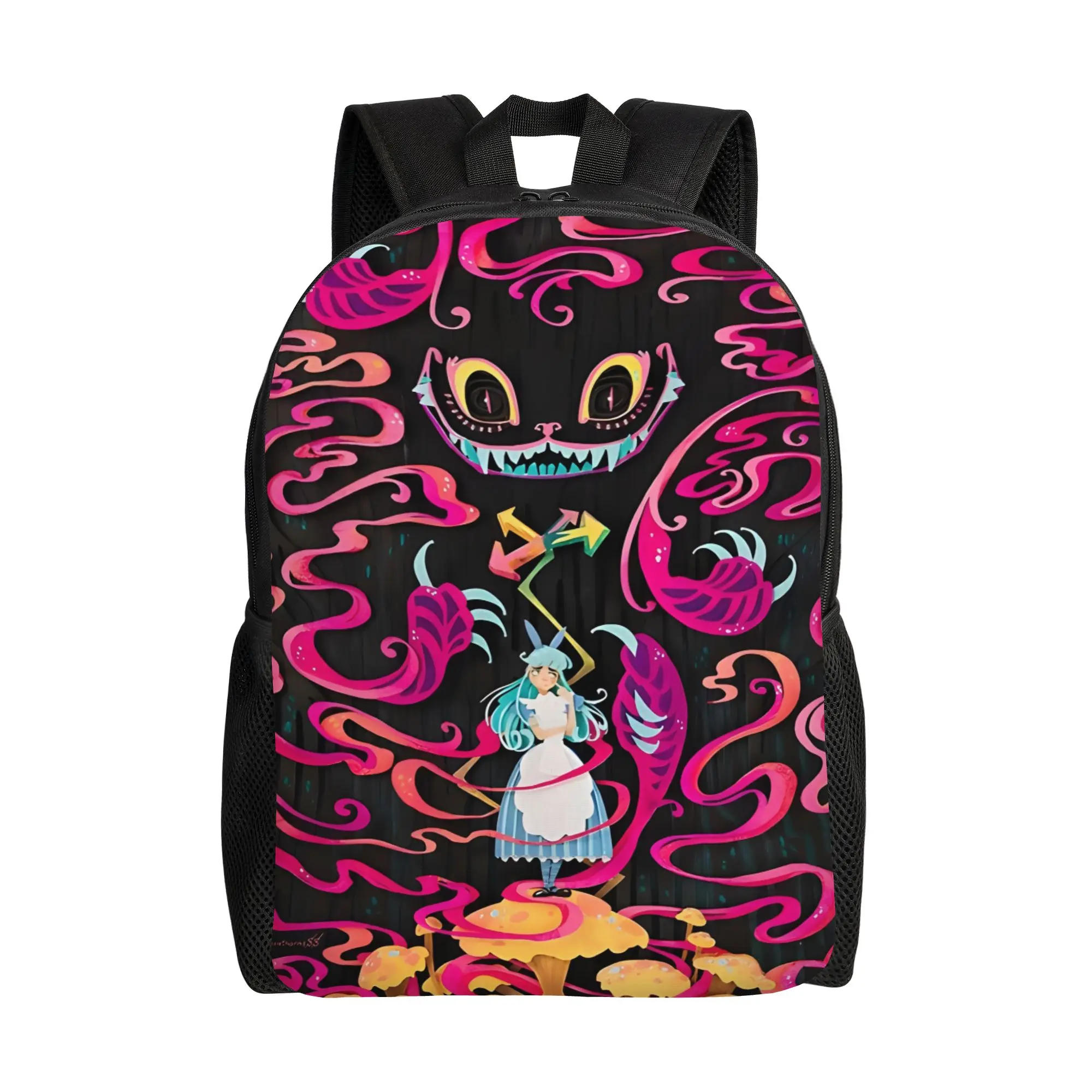 

1Piece Disney A Mad Grin Bookbag Zipper Closure Alice in Wonderland Cheshire Cat Backpack New Term Starts