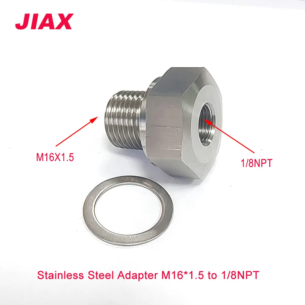 Stainless steel M16x1.5 Female To 1/8 NPT Male Oil Pressure Sensor Adapter With Gasket