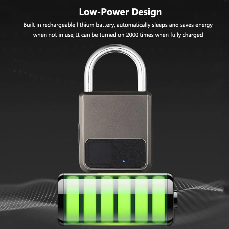 Smart Fingerprint Padlock Waterproof Keyless Fingerprint Lock Anti-Theft USB Charge Security Locker For Bike Gym Locker Luggage