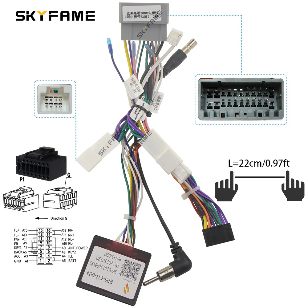 SKYFAME Car 16pin Wiring Harness Adapter Canbus Box Alpine Amplifier Decoder Android Radio Power Cable For Jeep Chrysler 300C