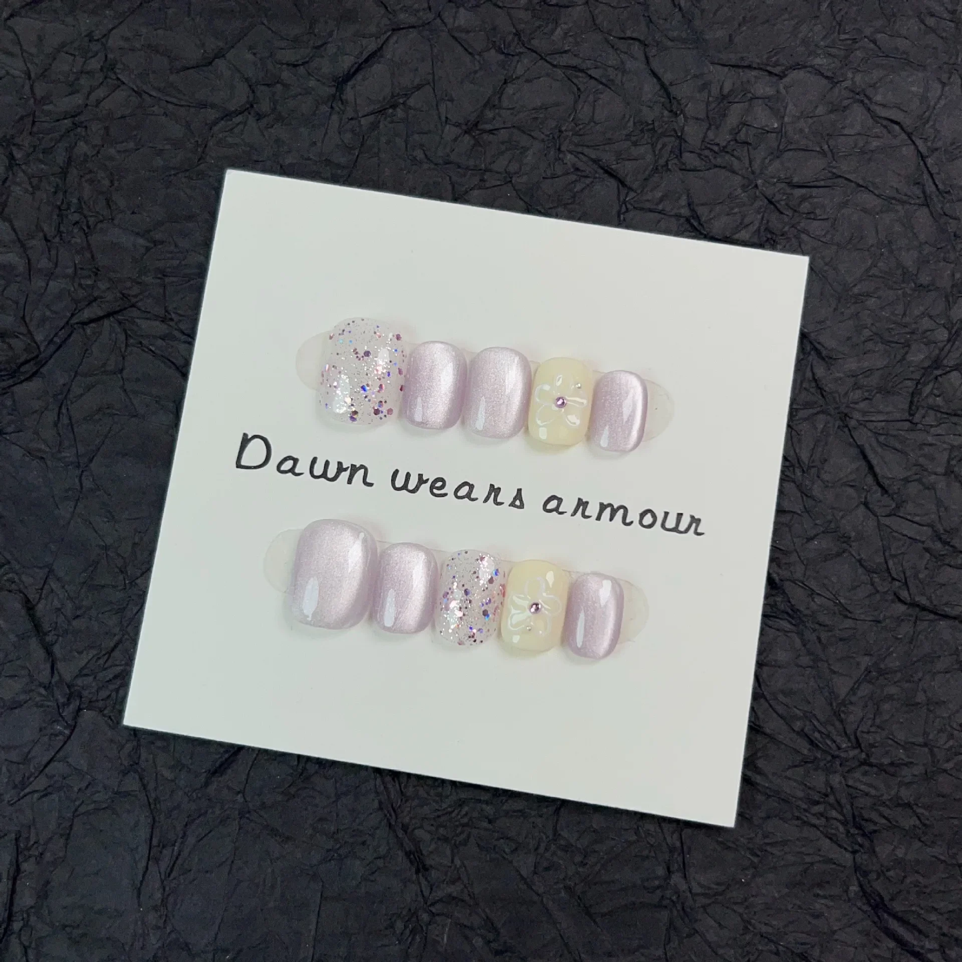 

10PCS Sweet Purple Cat Eye Short Square Press on Nails Aurora Glossy Handmade Ins Style False Nails Artificial Wearable Manicure