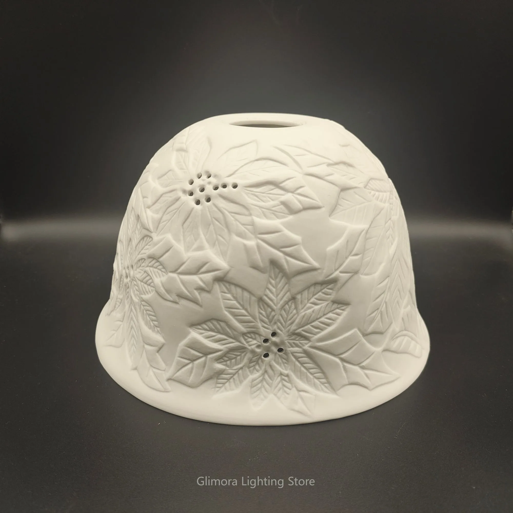 Ceramic Pendant Lampshade for Small Chandelier, Carved Porcelain Cover for DIY Light, Artisan Replacement Shade for Home Decor