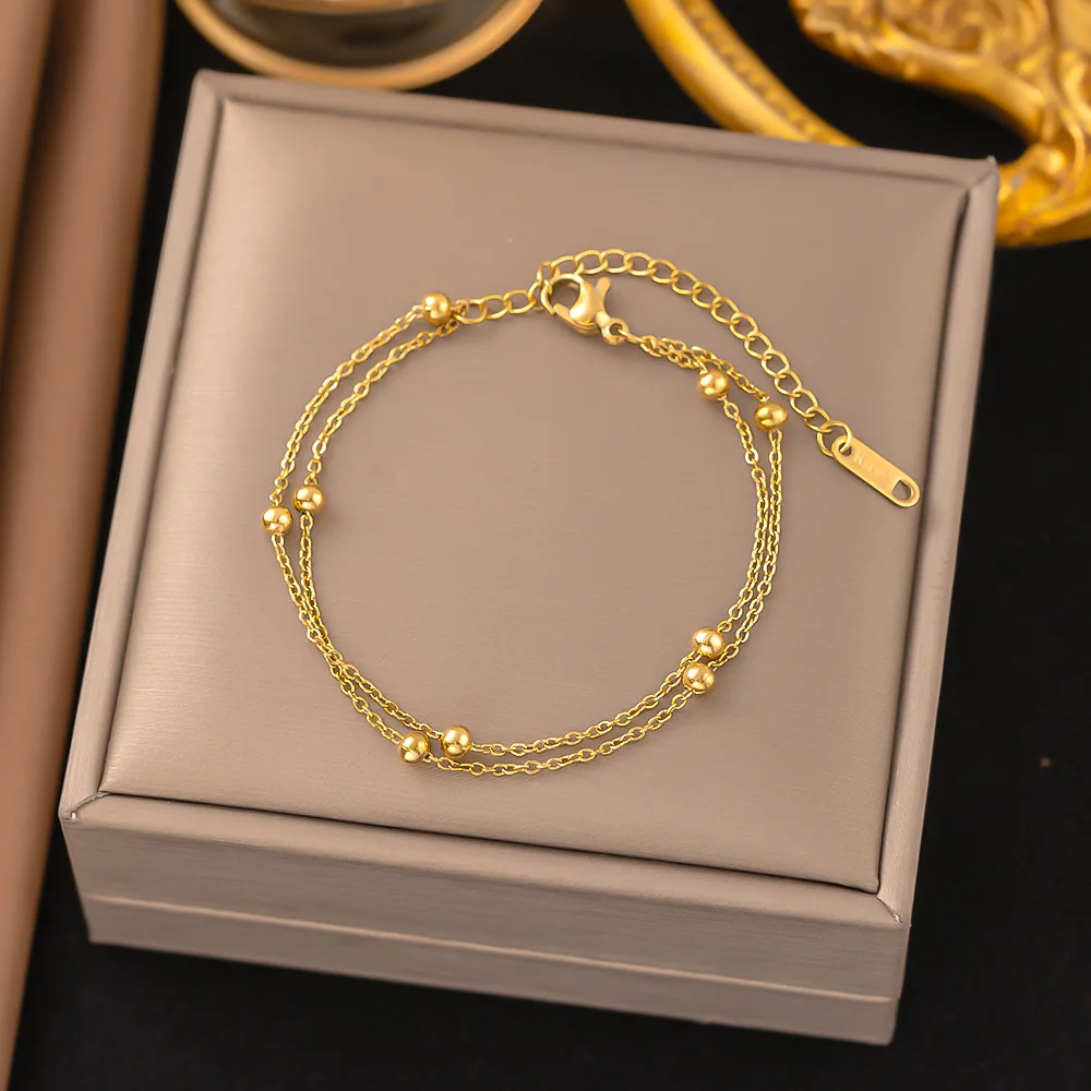 Stainless Steel Gold Color Women\'s Bracelet Flower Heart Charm Hand Chain Fashion Trendy Bangle Jewelry Gifts New Wholesale