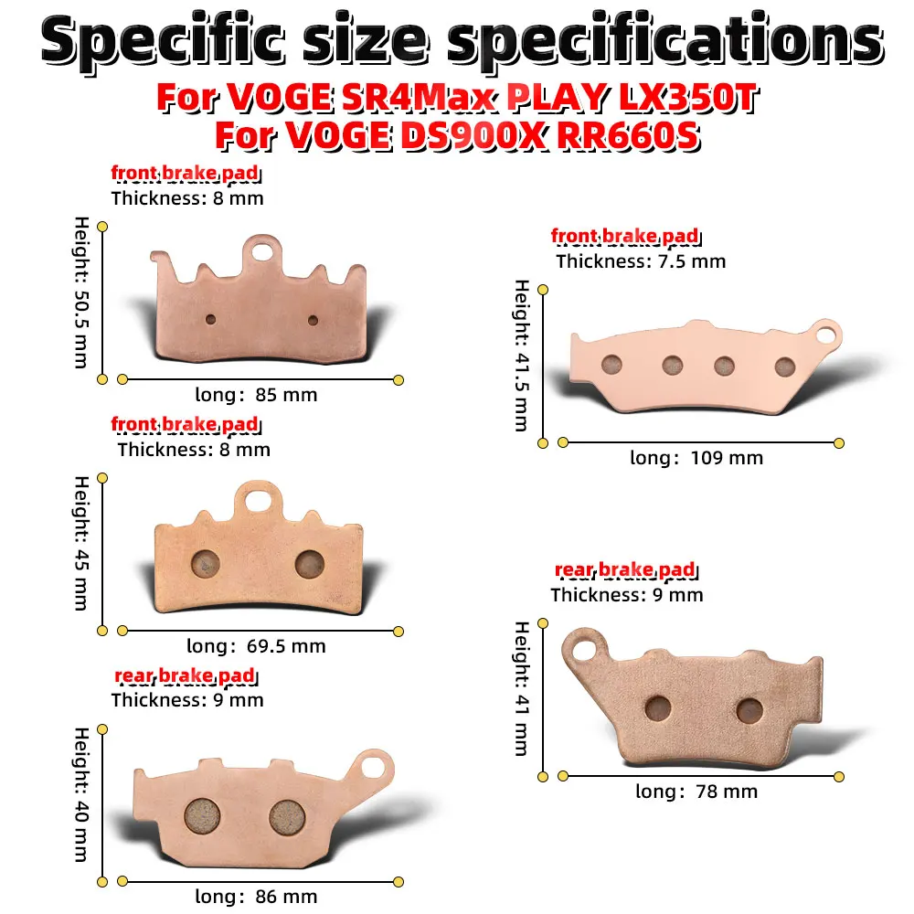 MRRANGT Metal Sintered Brake Pads Fit For Voge SR4 Max PLAY LX350T DS900X RR660S Scooter Motorcycle Front Rear Set Accessories