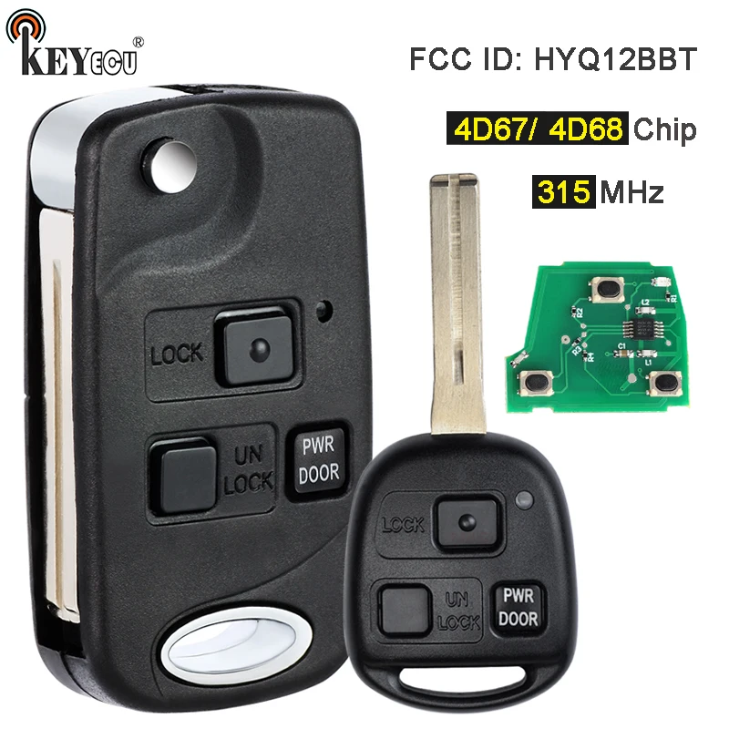 

KEYECU 315MHz 4D67 / 4D68 Chip HYQ12BBT 89070-48821 Upgraded Flip 3 Button Remote Key Fob for Lexus RX330 RX350 RX400 2004-2010