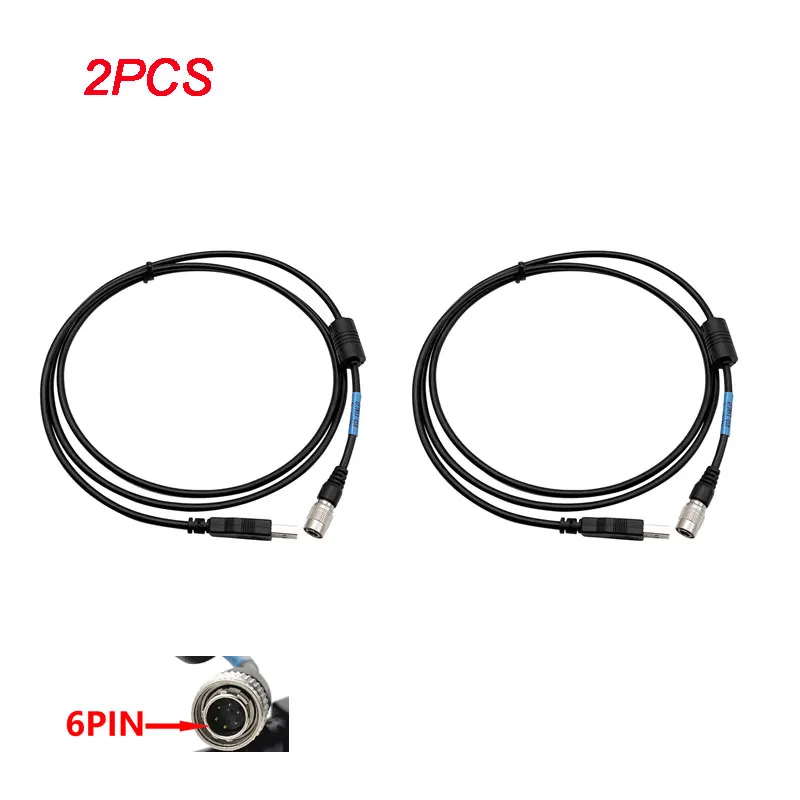 2PCS USB Data Cable For Geomax Total Stations 6 Pin 1.5M