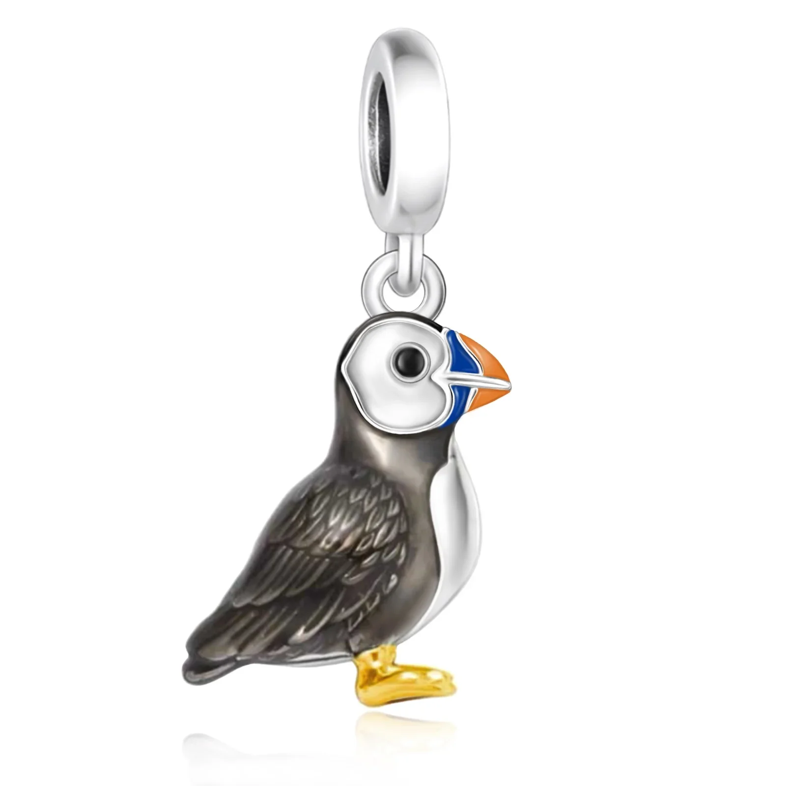 

Fit Original Pan Charm Bracelet 925 Silver Seabird Black Puffin Bird Bead For Making Wife Mother Daughter Birthday Berloque DIY