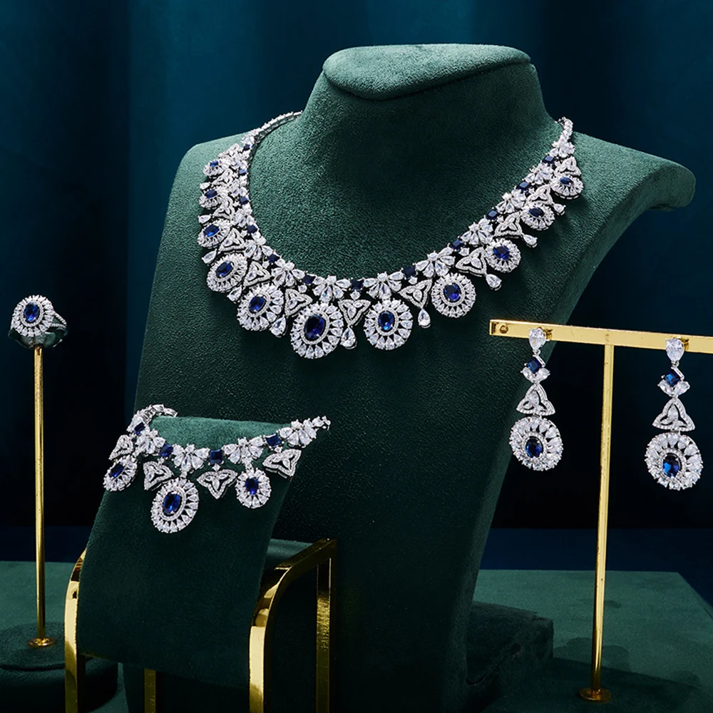 INJEWELIFE  Women wedding Necklace Set  AAA Cubic Zirconia Bridal Jewelry Sets DuBai Saudi Wedding Engagement Party Accessories