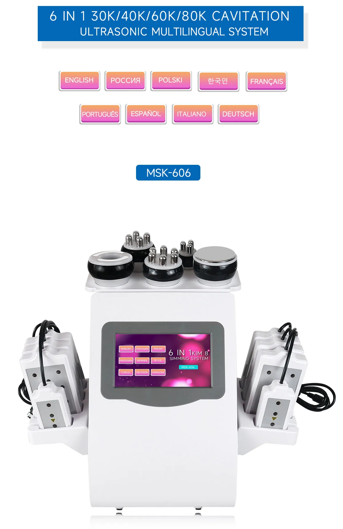 NEWGAGA 6 In 1 30K 40K 60K 80K Ultrasonic Cavitation Machine Body Weight Loss Vacuum Lipo Slimming Massage Fitness KIM8 Machine