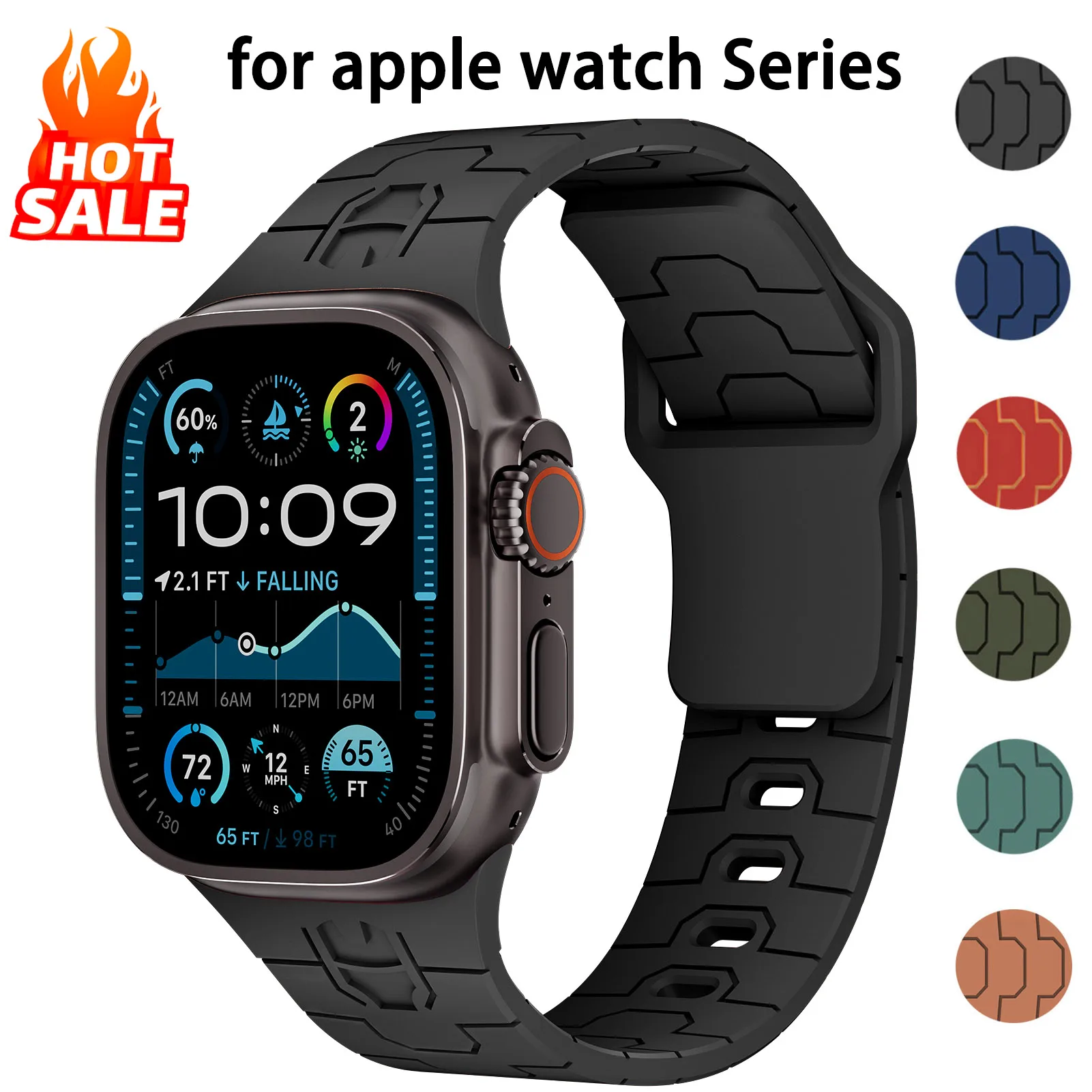 

Silicone Straps for Apple watch Ultra 2 band 49mm 46mm 45mm 44mm 42mm 41mm 40mm Bracelet Correa iWatch Series 10 SE 9 8 7 6 5 4