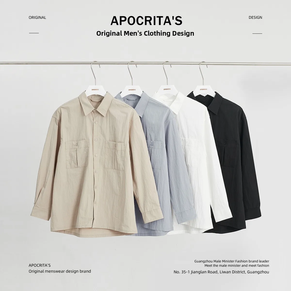 

Waed Cotton Long Sve Men's irt Loose Fit Color Casual Outerwear Autumn Faion Casual Wear Chinese Brand