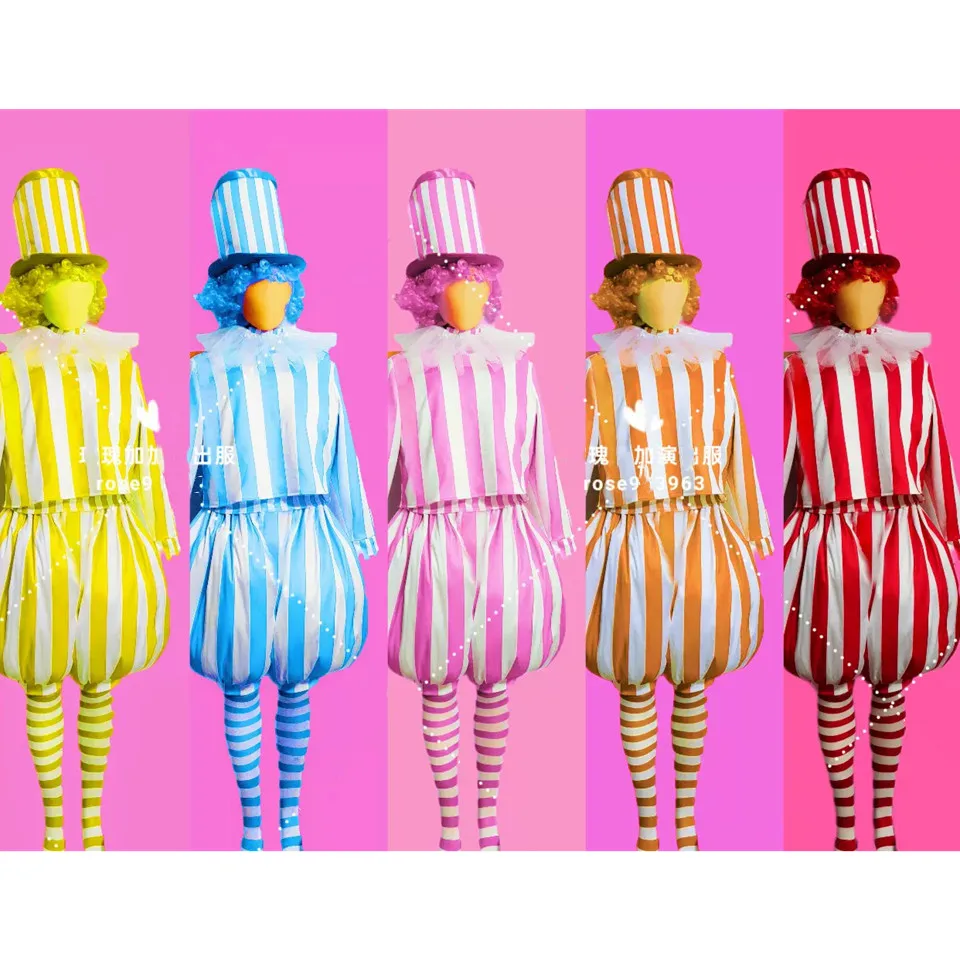 Clown Cosplay Costume Role Playing Team Tour Performance Clothes Carnival Party Amusement Park Rave Outfit Dancer Stage Wear