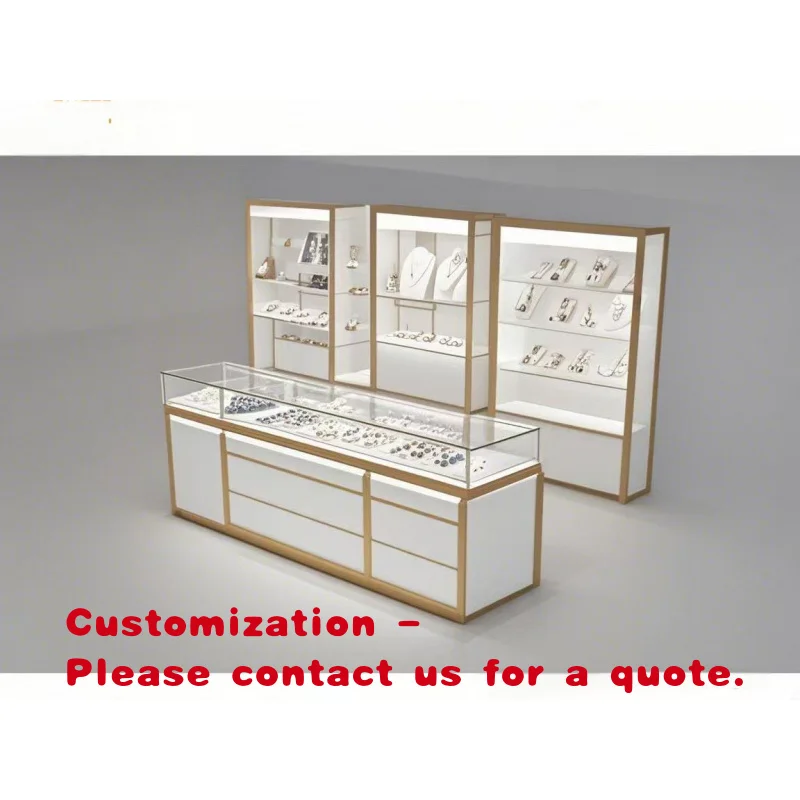 custom.Modern Jewelry Display Showcase Counter | Glass Retail Display Cabinet with LED Lighting Jewelry Shop Design