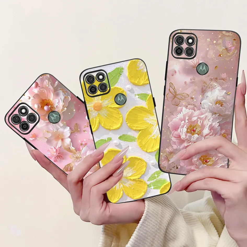 Para Motorola Moto G9 Power Case Moto G9 Play cubierta colorida flor suave carcasa protectora de silicona para Moto G9 Plus MotoG9 parachoques