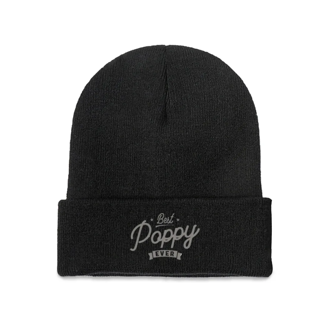 

Mens Best Poppy Ever - Dad Grandpa Beanie Knitted Hat Winter Warm Outdoor Cap For Male Women