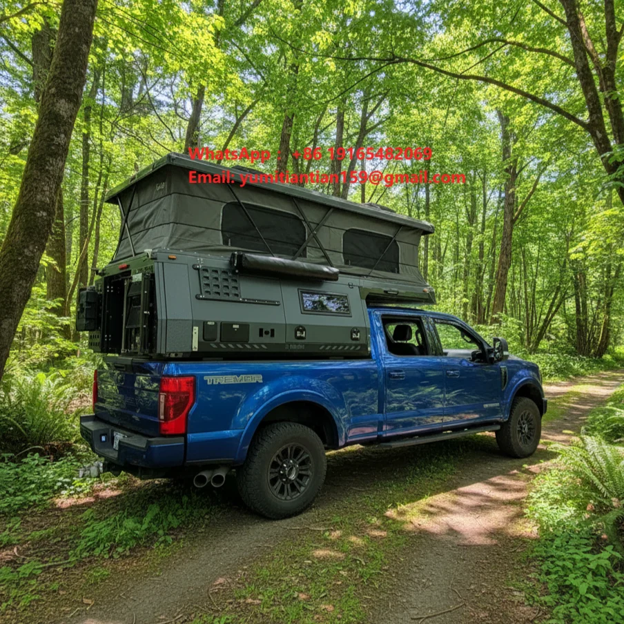 Lightweight & Durable Aluminium 4x4 Pop-Up Mini RV Foldable & Waterproof Mobile Off-Road Camper Trailer for Truck Camping Travel