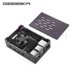 GeeekPi  Aluminum Brick Case Black Shell with Adjustable Speed 3510 Cooling Fan for Raspberry Pi 4 Model B