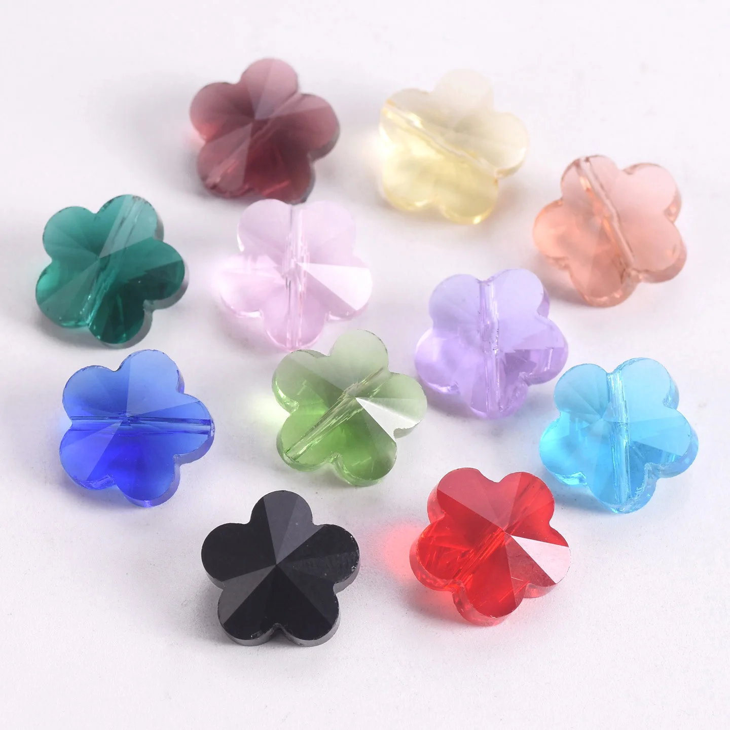 10 stücke 14mm Blume Form Facettierte Kristall Glas Lose Handwerk Perlen für Schmuck, Die DIY Handwerk