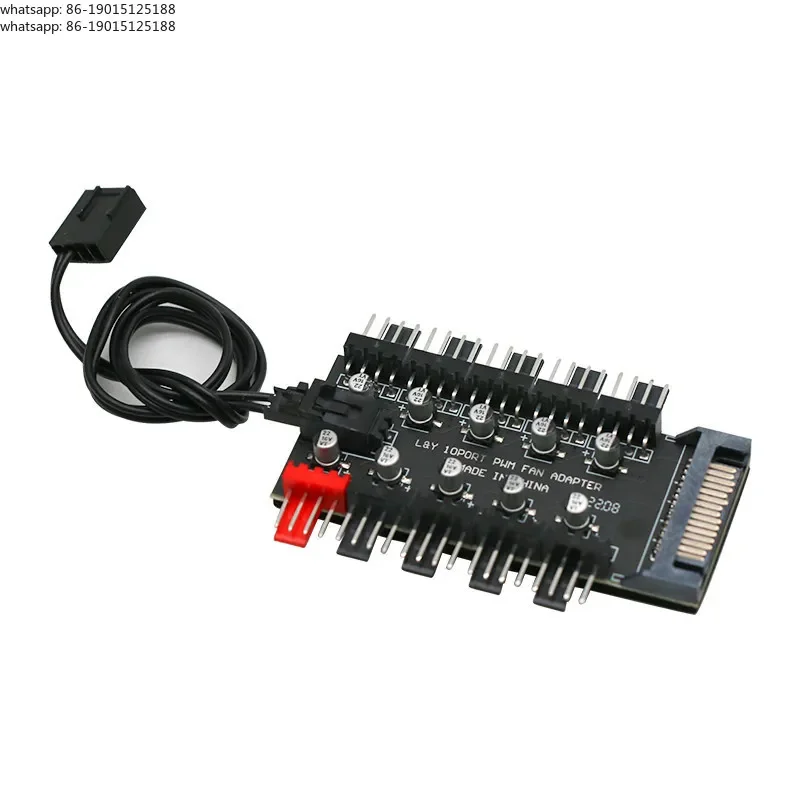 Chassis fan main board 4-pin PWM hub one drag ten, computer temperature control speed control expansion cable
