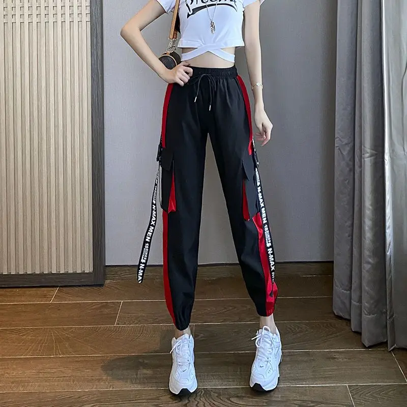 

Women's Streetwear Overalls Summer High Waist Slimming Drape Ankle Banded Slacks Cargo Pants Female Sweatpants Baggy Pants